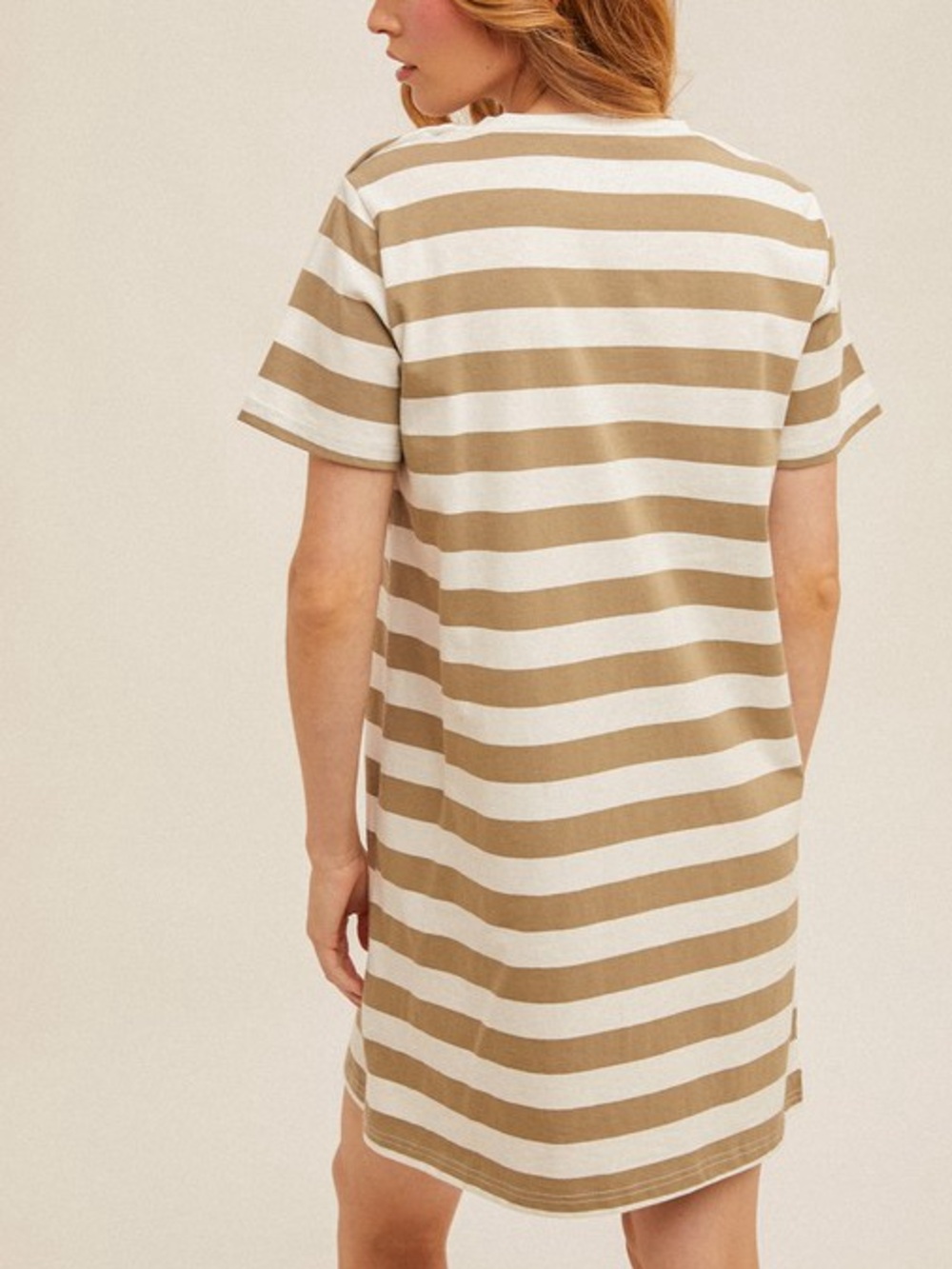 BUTTON DETAILED STRIPE T-SHIRT DRESS - Picture 3 of 3